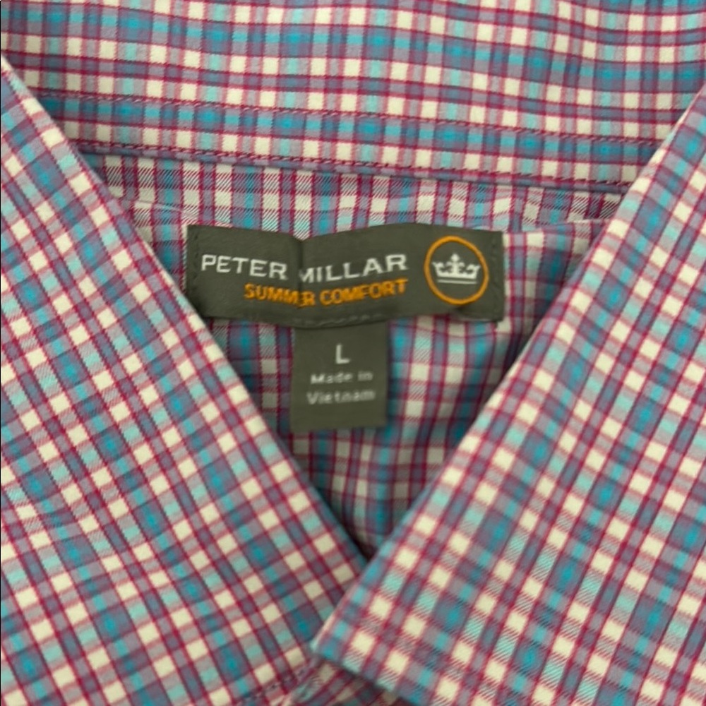 Peter Millar Blue and Pink Casual Button Down Shirt - Picture 2 of 7